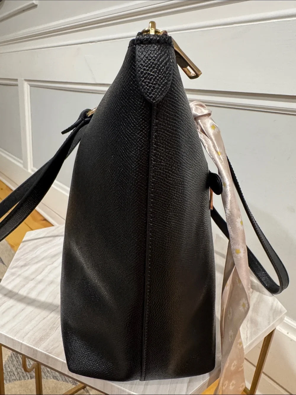 Coach Bag Gallery Large Black Leather Tote Bag With Gold Hardware EUC
